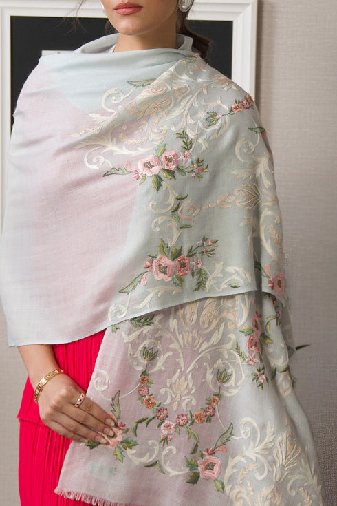 Victorian Love | Embroidered Wool Silk Stole